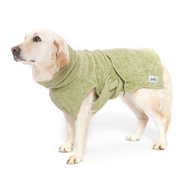 Dog Drying Coat - Green Leaf