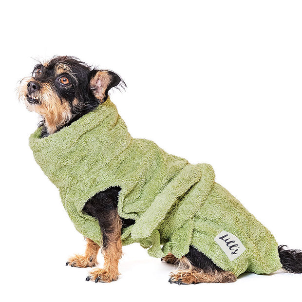 Dog Drying Coat - Green Leaf