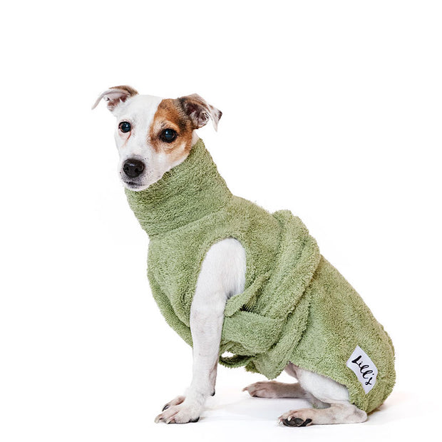 Dog Drying Coat - Green Leaf
