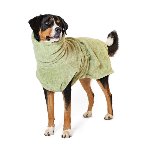 Dog Drying Coat - Green Leaf